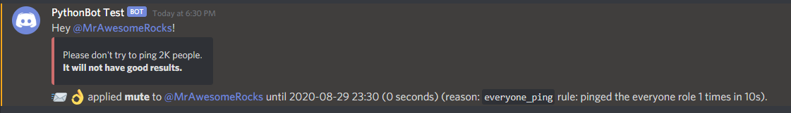result of ping in server