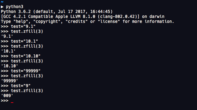 Zfill python