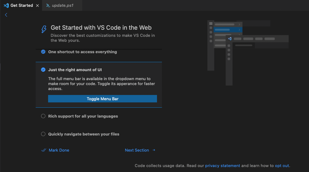 Typo in web welcome screen (GitHub codespaces) · Issue #151904 ...