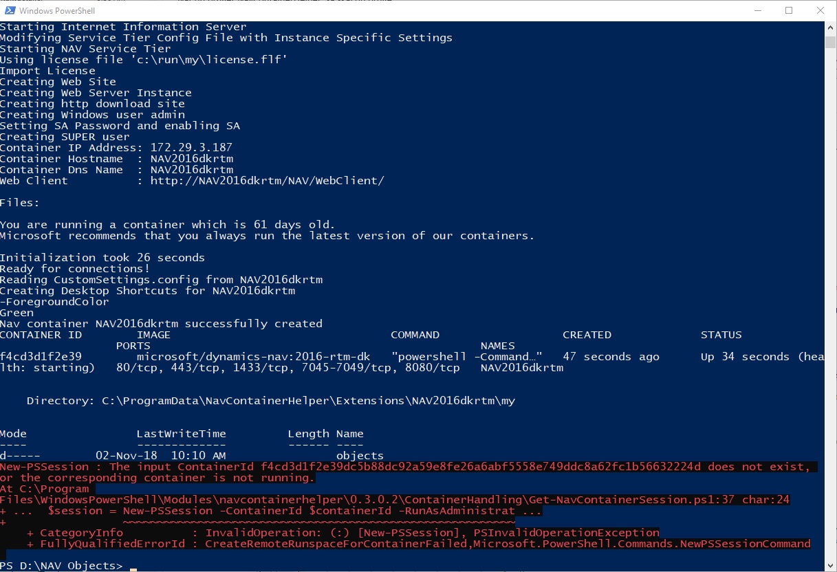 Error on executing NavContainerHelper functions/commands on Docker ...
