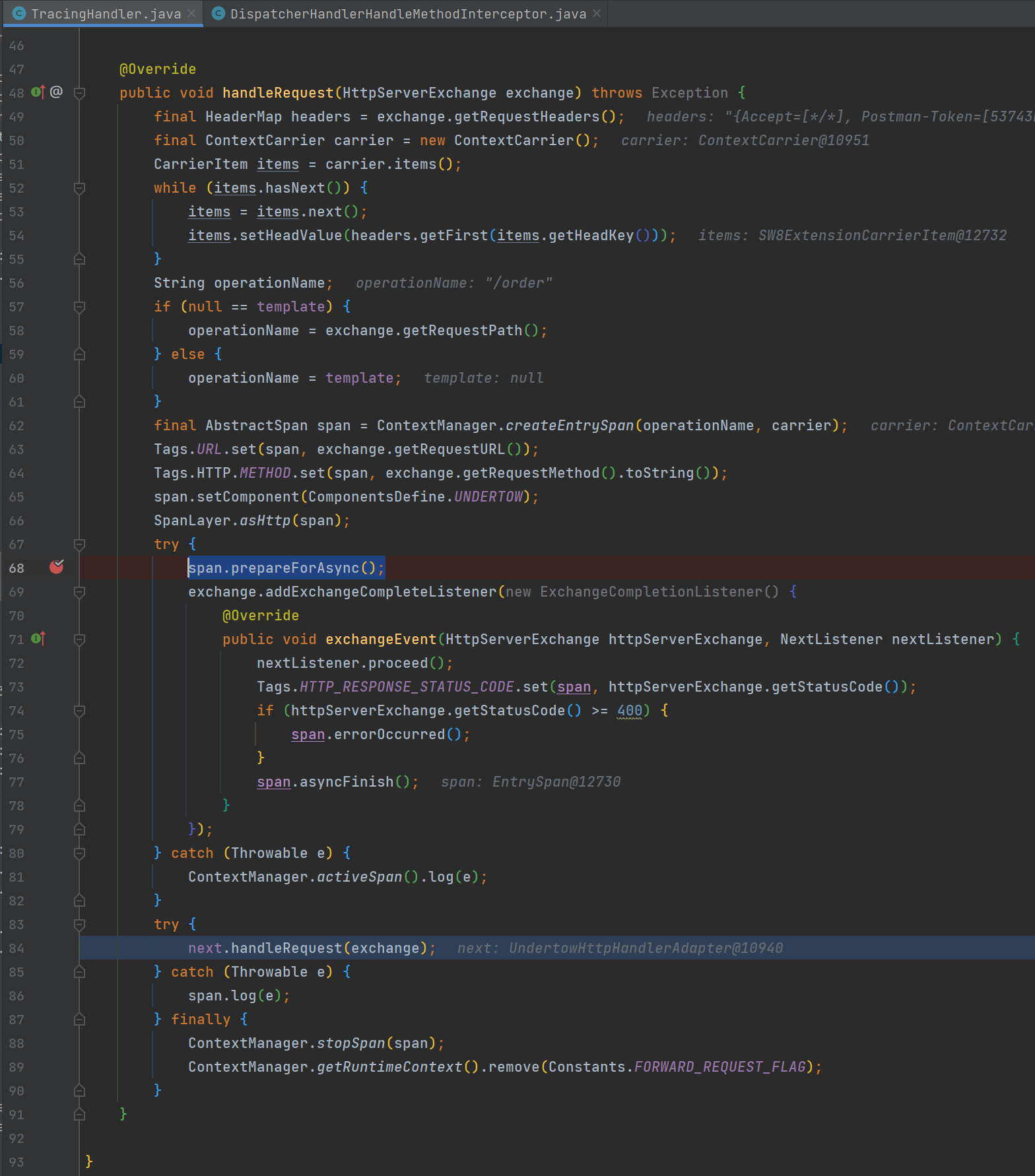 [Bug](undertow) Prepare for async repeatedly. Span is already in async ...