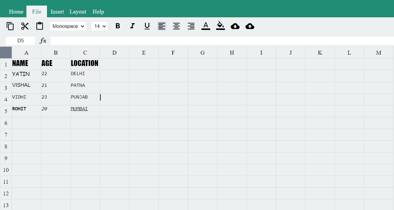 GitHub - yatin9988/Excel-Clone