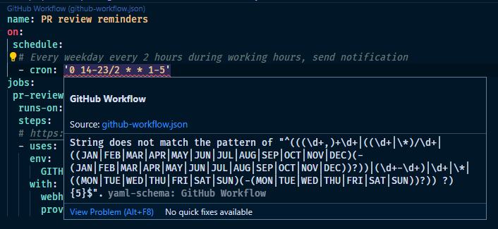 github-workflow schema, faulty regex for cron expression · Issue #1162 ...