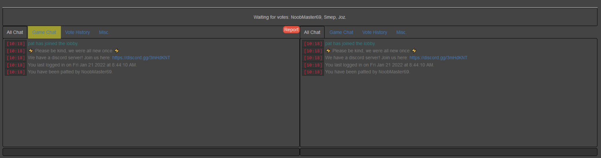 Report button positioning on two tabs. · Issue #442 · vck3000/ProAvalon ...