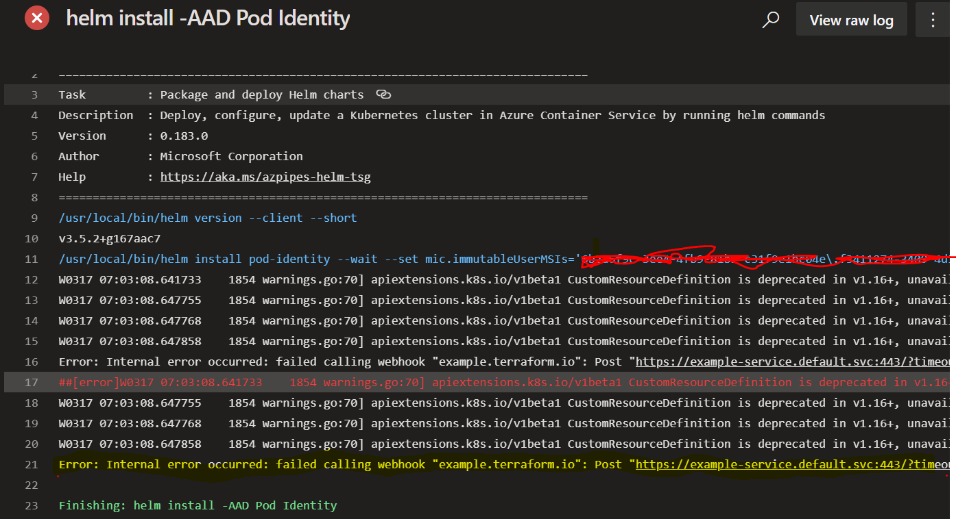 Error while installing the latest version of AAD Pod Identity. Error ...