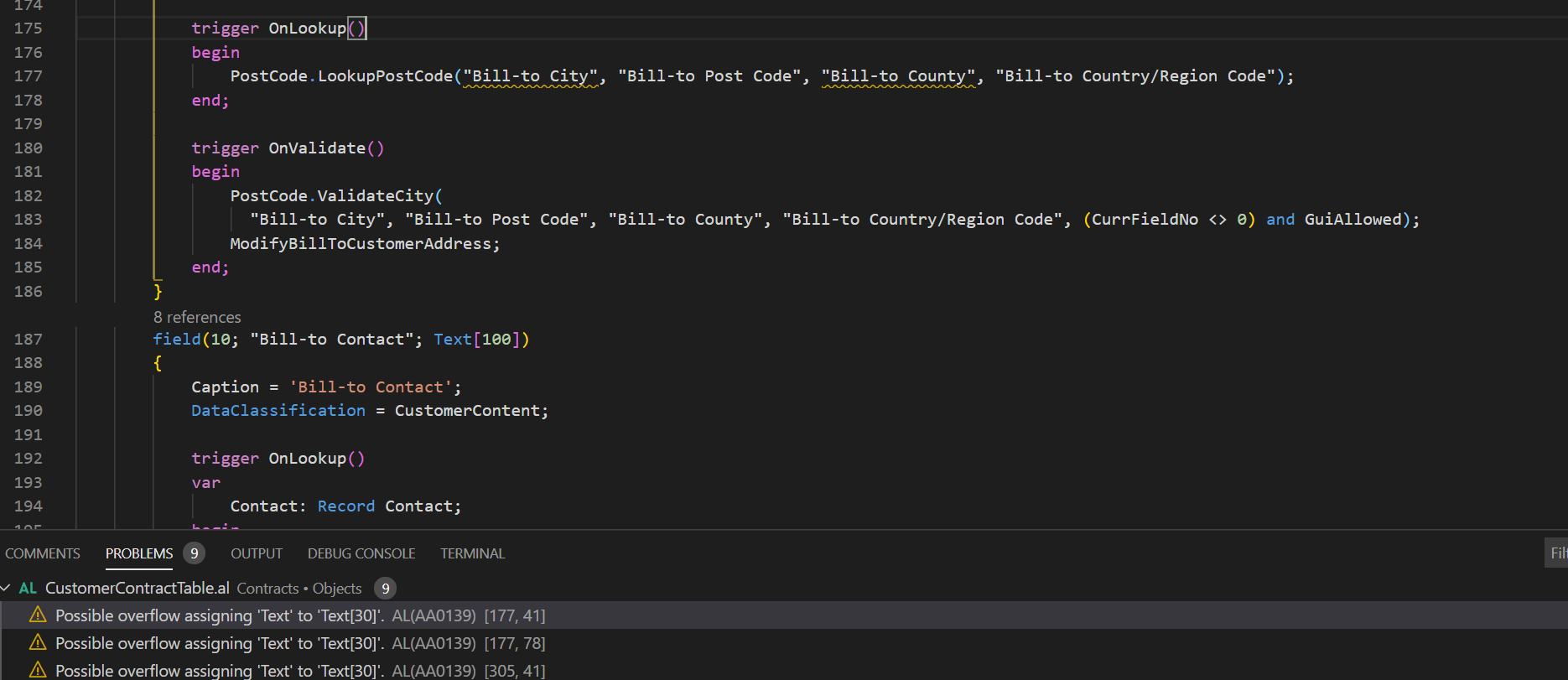 AA0139 Rule gives an Error when passing the Text strings to a function ...