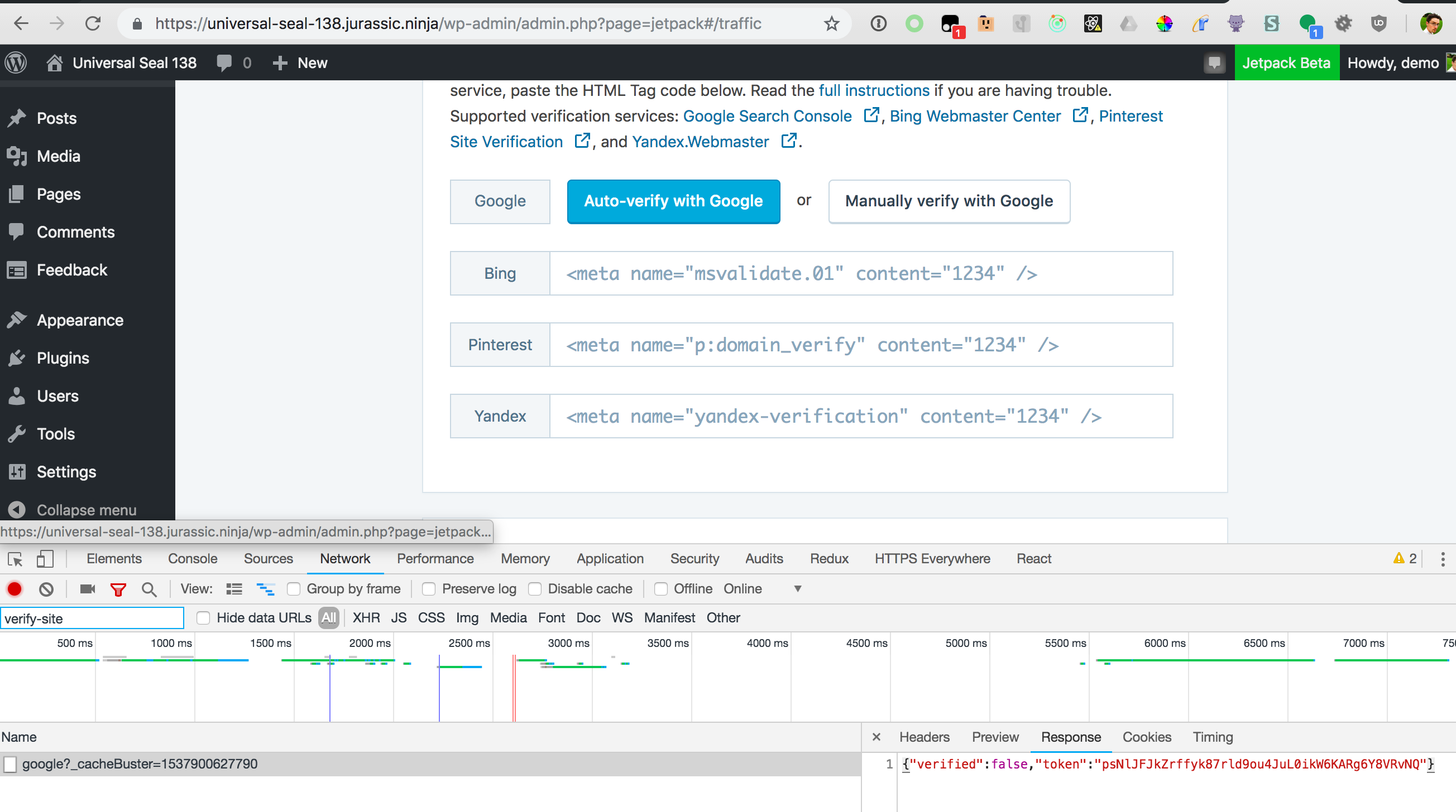 Site Verification: REST API endpoint for getting verification status ...