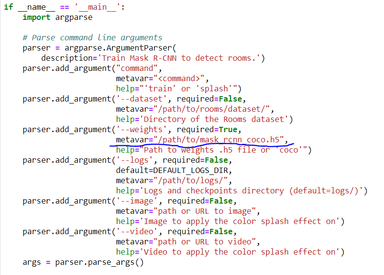 Error: The Following Arguments Are Required: --Weights · Issue #796 ·  Matterport/Mask_Rcnn · Github