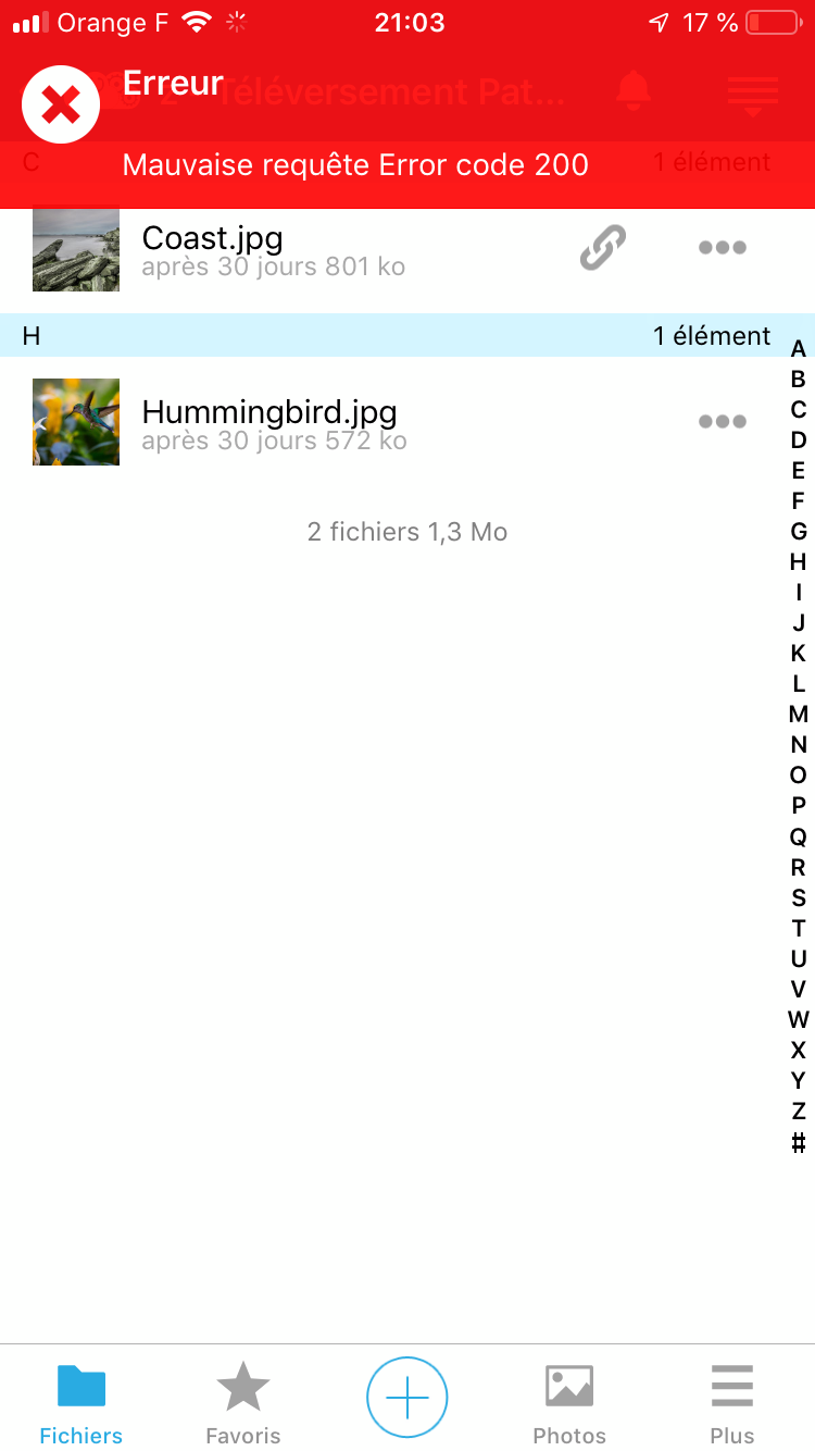 Sharing a file : Unexpected behaviour & Error Code 200 message when ...