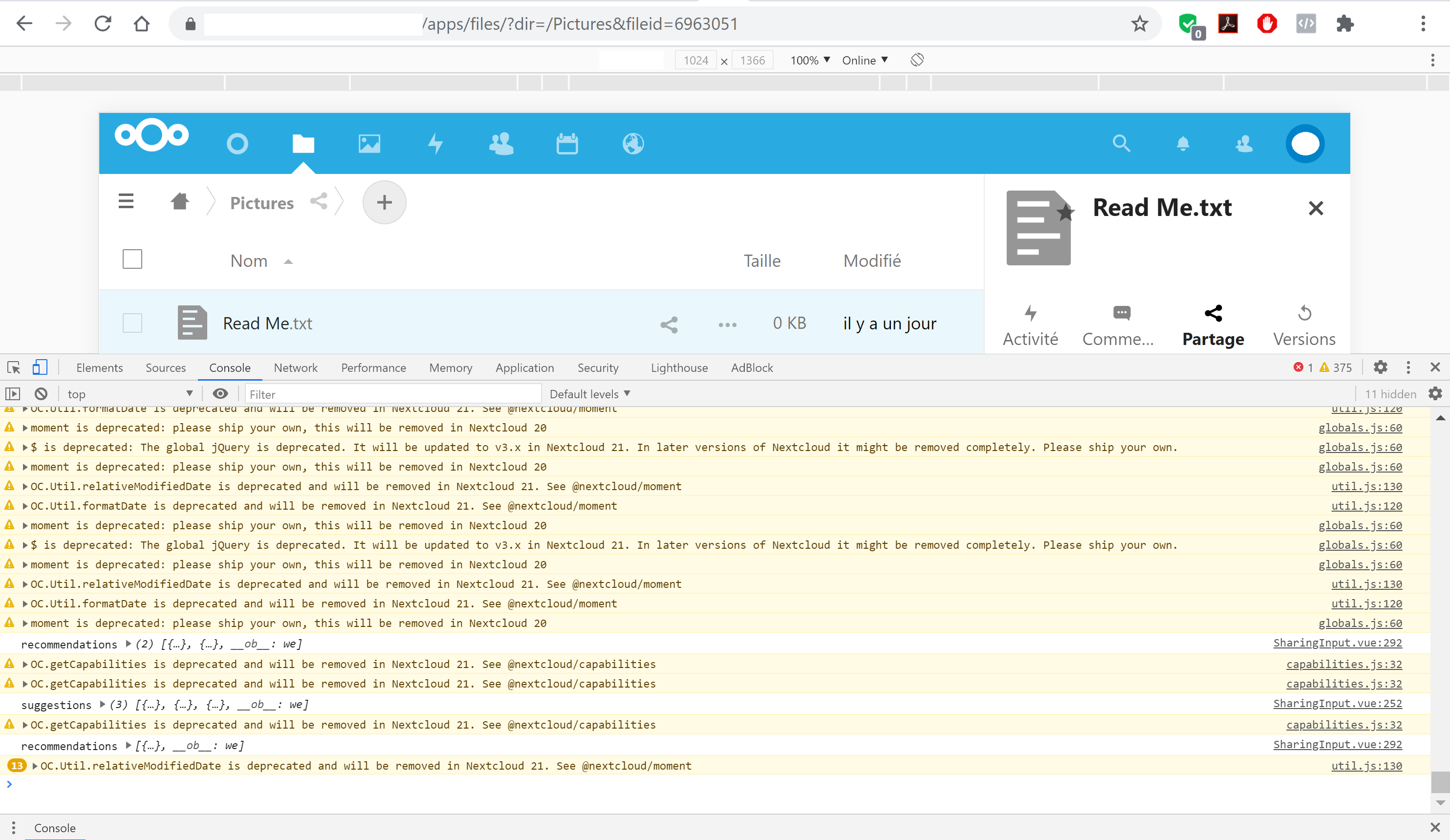 Bug Share file - 03 - Adding share with contact OK