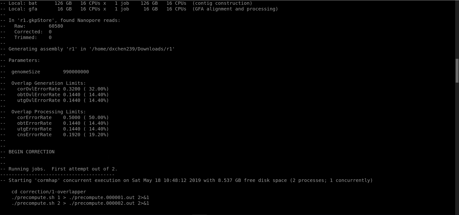 canu 1.7.1 stops in correction · Issue #1367 · marbl/canu · GitHub