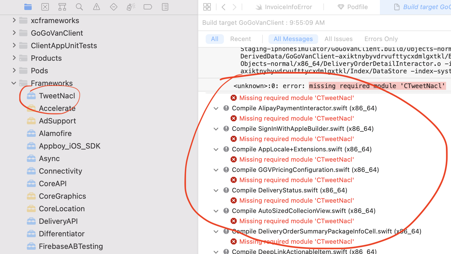 missing required module CTweetNacl after building XCFramework with ...