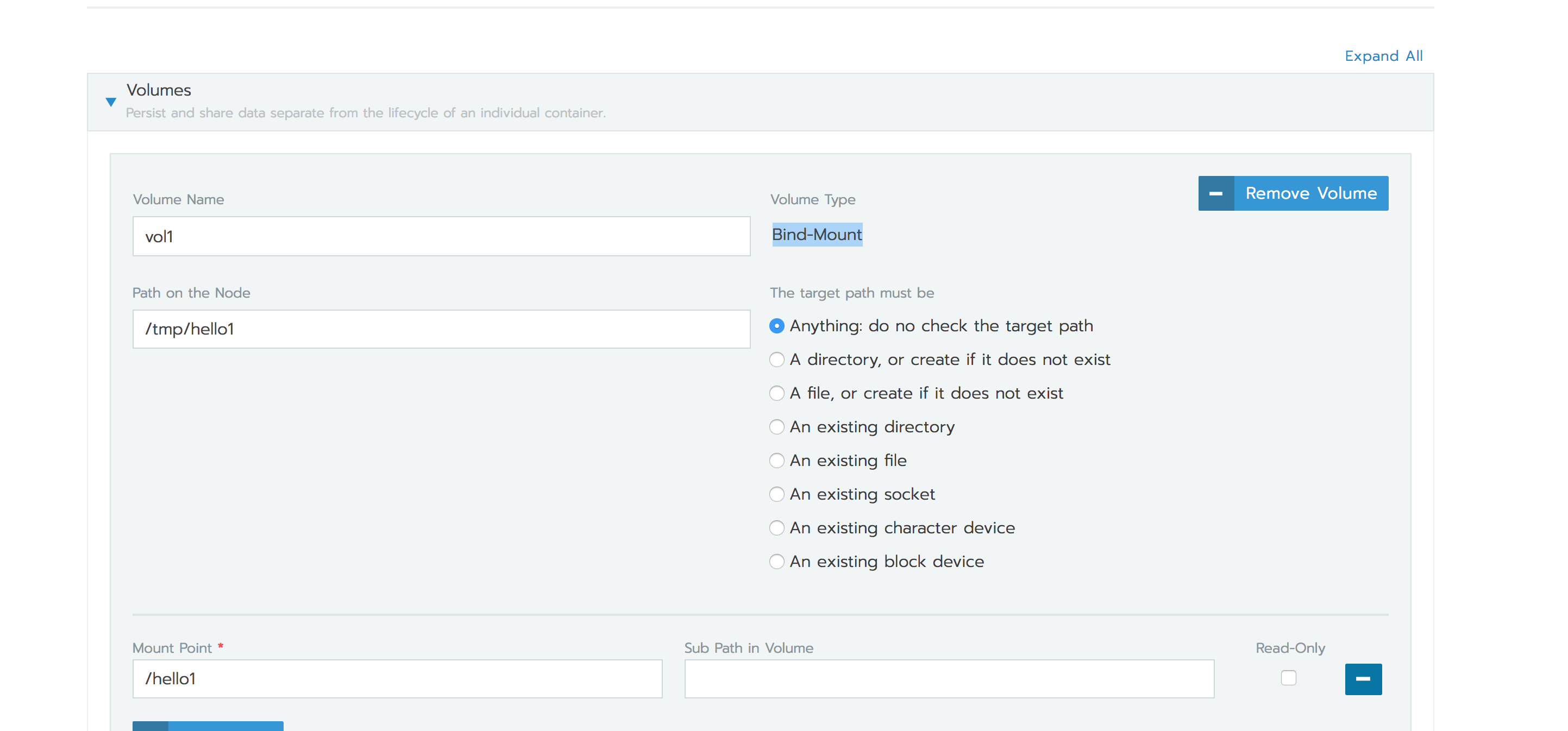 Not able to deploy workloads with "Bind-Mount" volumes. · Issue #12289 ...