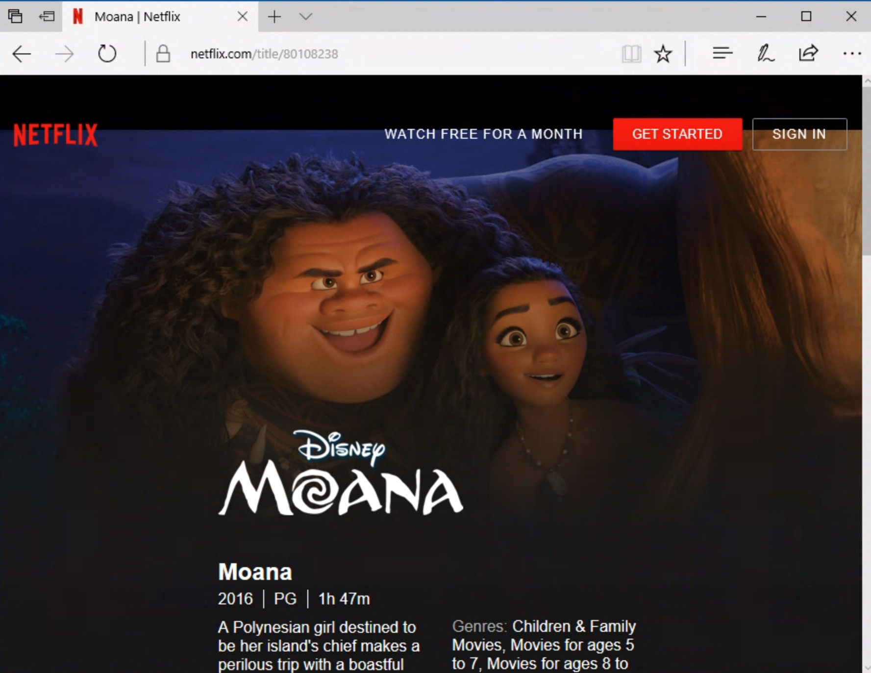 screenshot of netflix in Edge 15