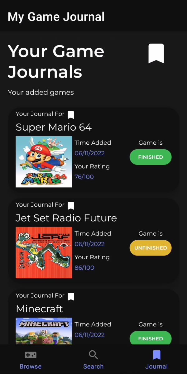 GitHub - Mangio621/MyGameJournal: Custom App for a University Project ...