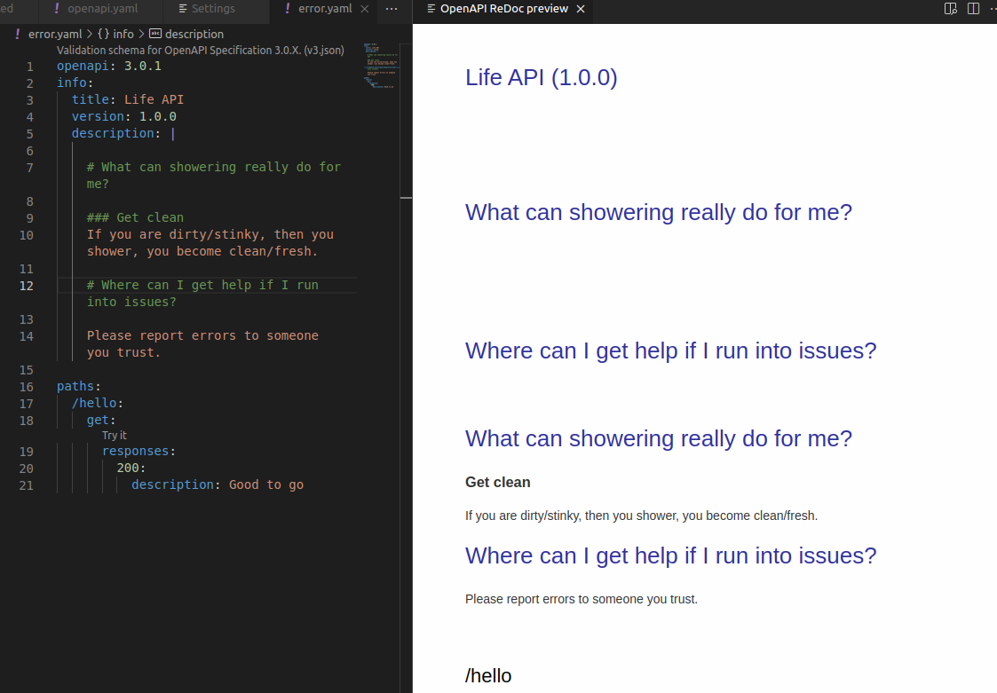 Description markdown parsing incorrectly issue 189 42crunch vscode