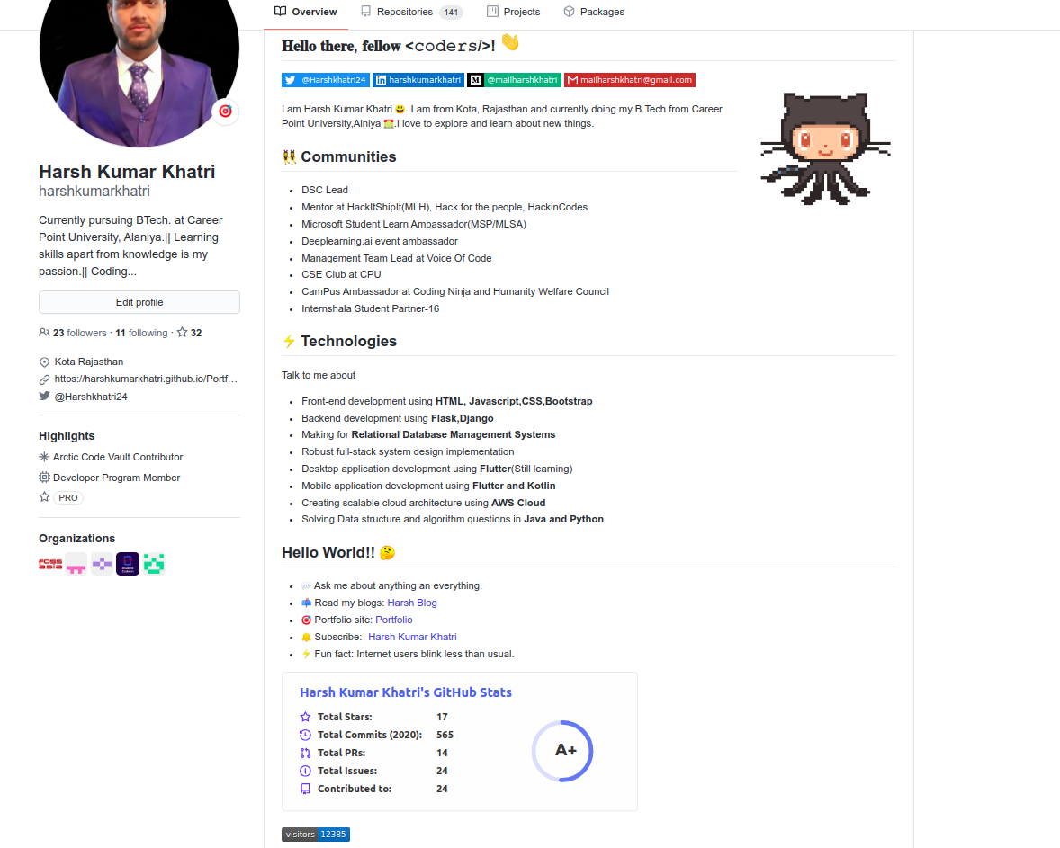 GitHub profile of {{ name }}