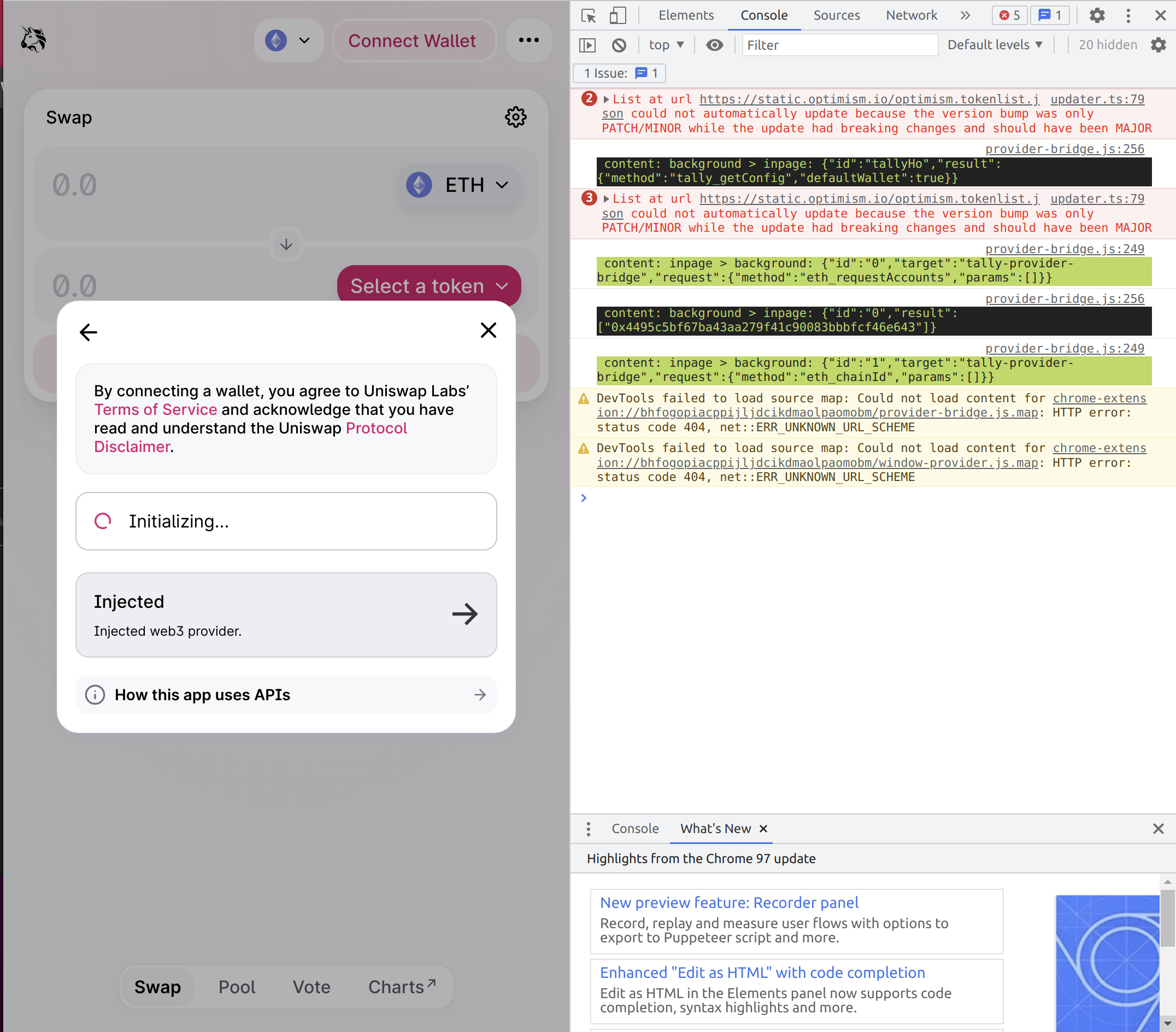 Fix Uniswap connection issue · Issue #833 · tahowallet/extension · GitHub
