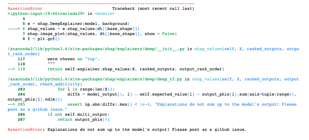 AssertionError: Explanations do not sum up to the model's output ...
