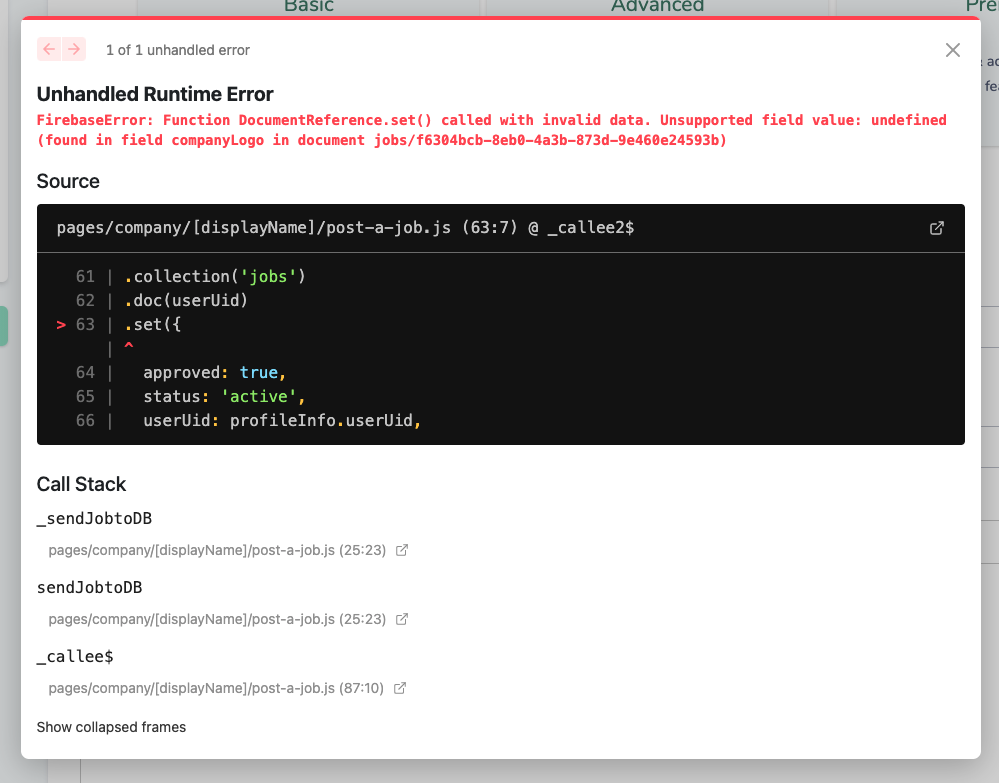 A JS error is thrown if a company that is missing some information ...