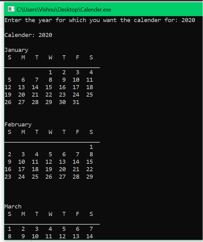 GitHub - rogue-wild/Calendar: This is a Calender made in C++