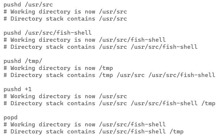 pushd and popd man pages use wrong directory stack order in examples ...