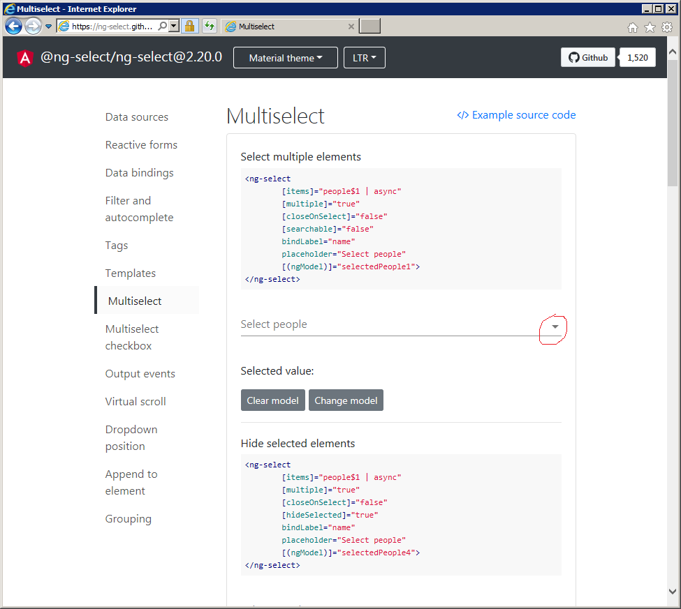 Material theme single select without value arrow position too high ...
