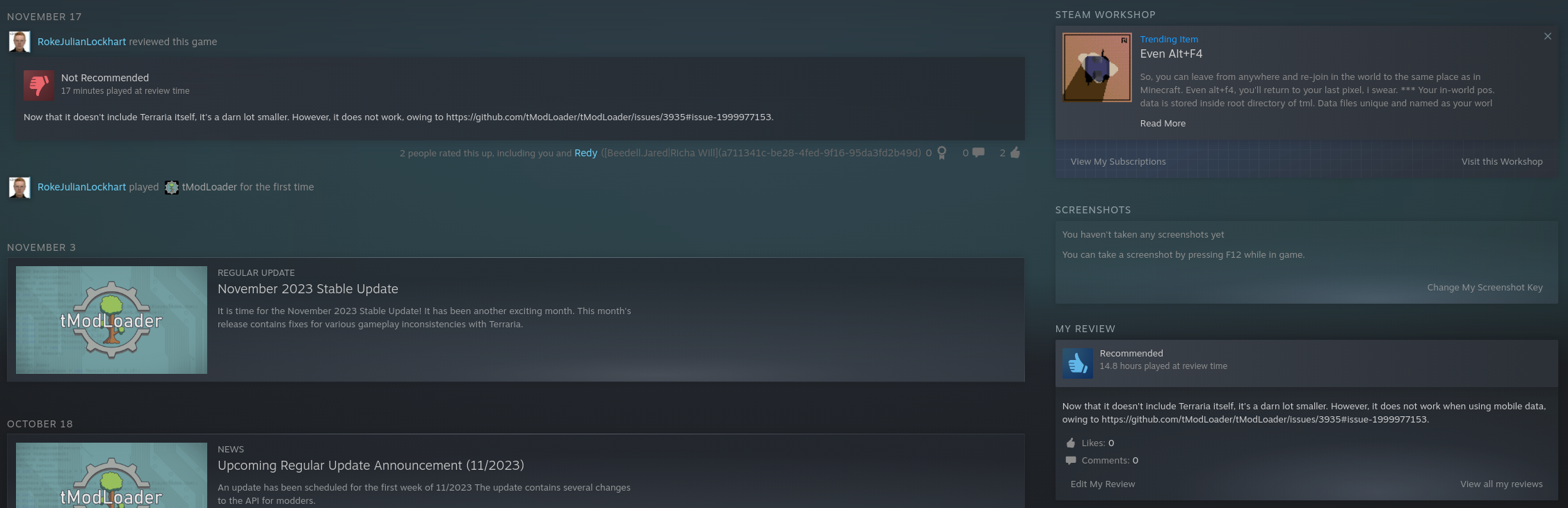 (Cached?) review does not reflect recent change. · Issue 10241