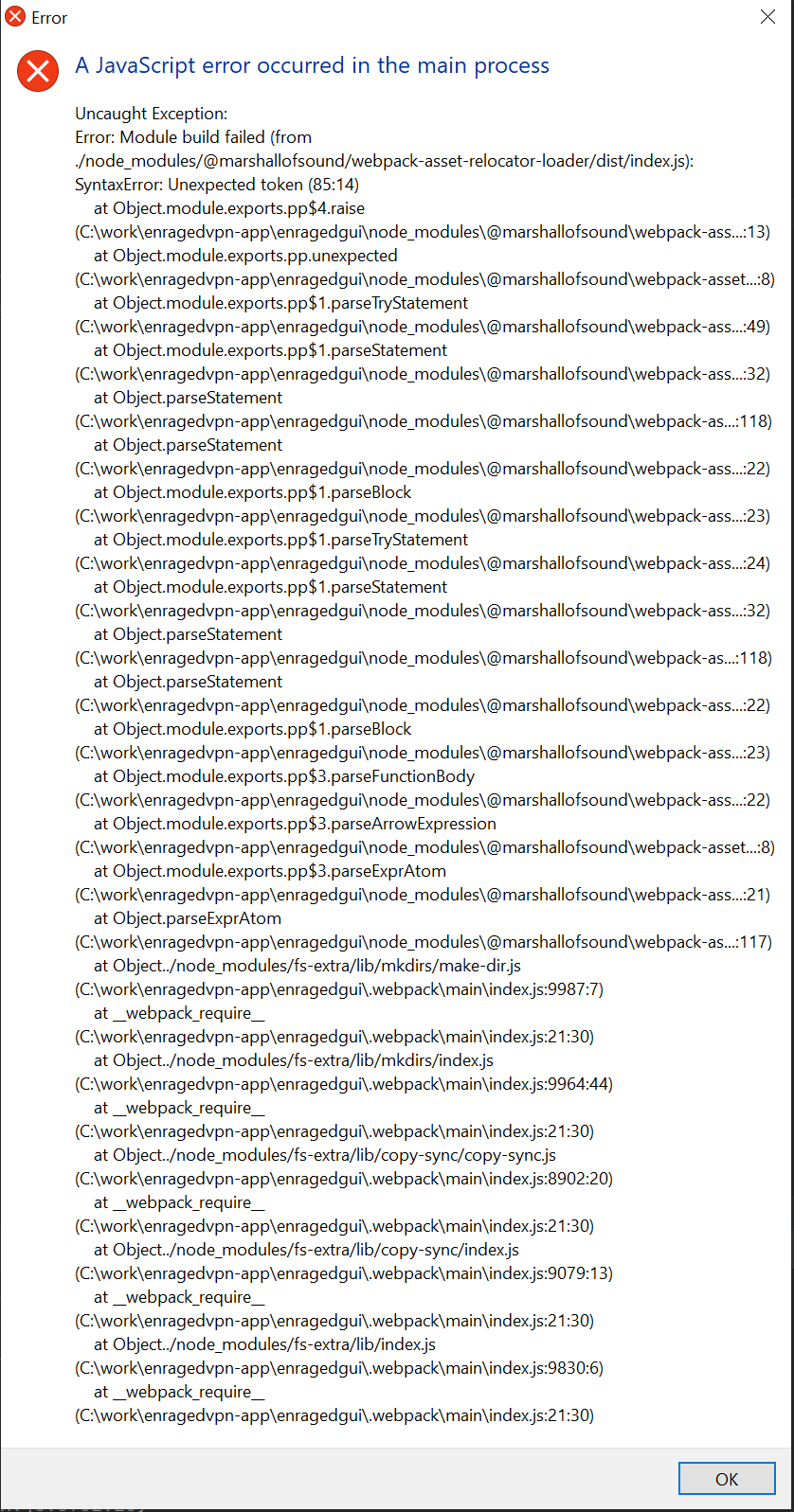 Module build failed · Issue #6490 · electron-userland/electron-builder ...