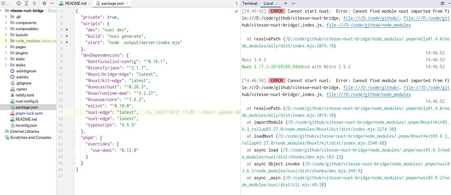 in windows run fail · Issue #15 · antfu/vitesse-nuxt-bridge · GitHub