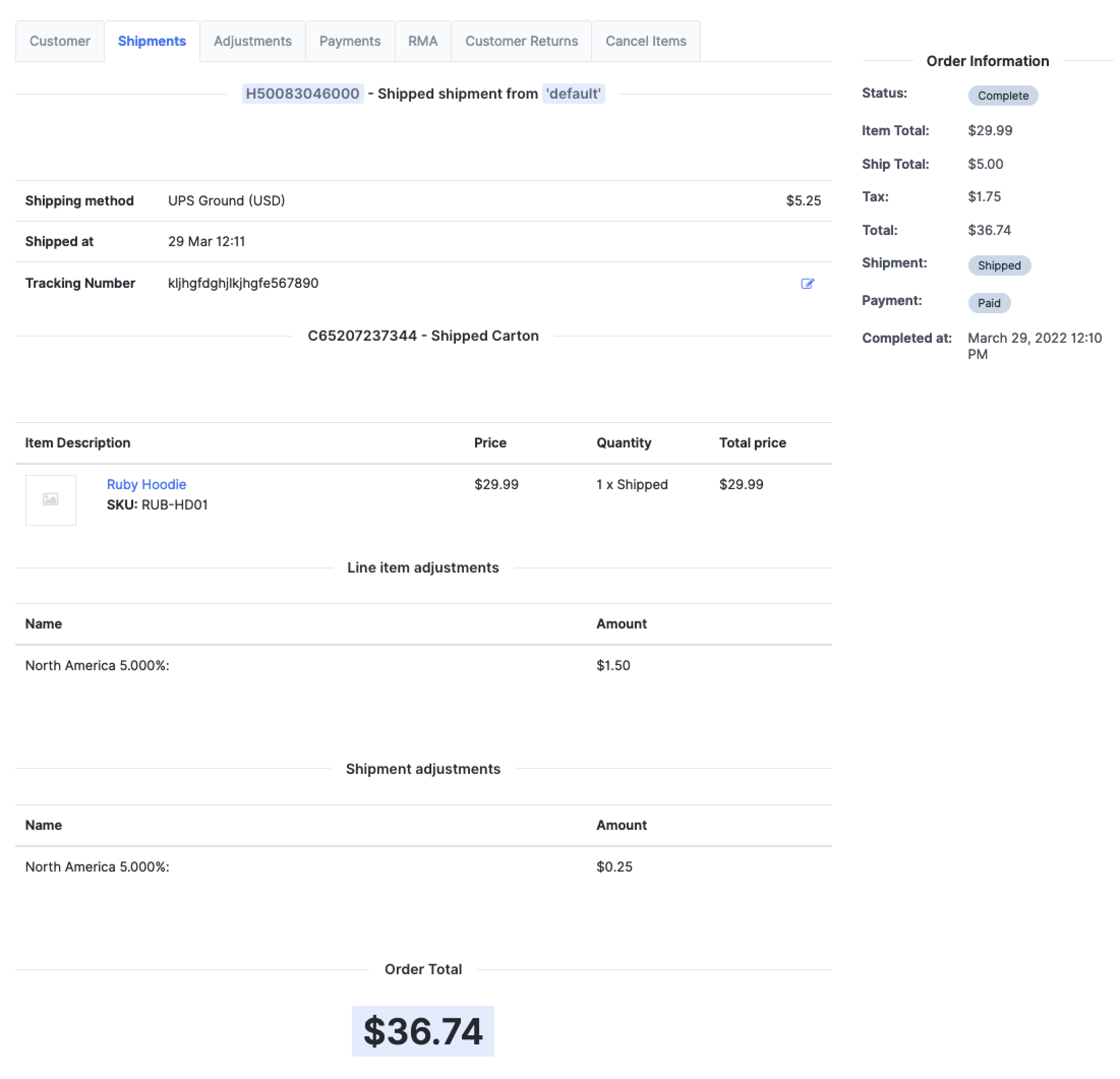 solidus - shipped order