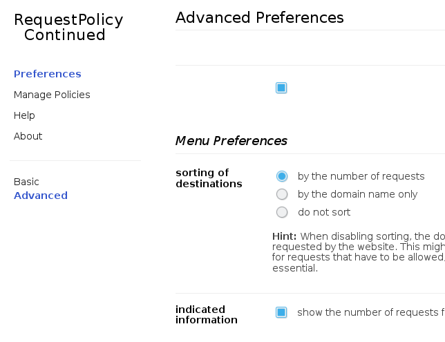 "Advanced Preferences" incomplete · Issue #896 · RequestPolicyContinued ...