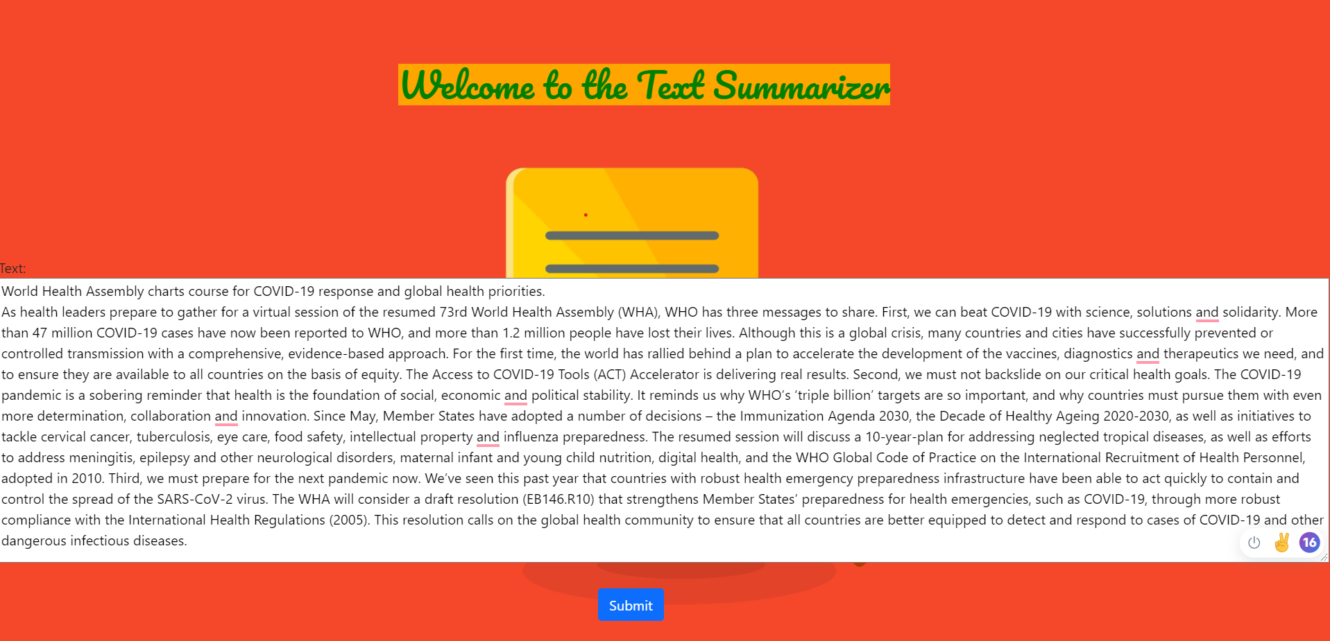 GitHub - Ayushjain1722/Text-Summarizer: A webapp that summarizes the ...