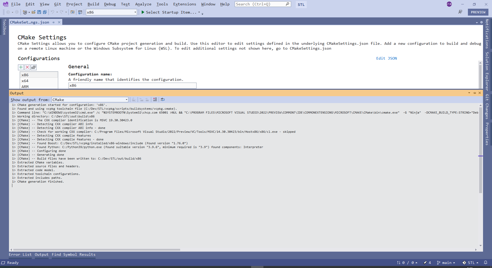 CMakeLists.txt: Visual Studio reports unused variable "CMAKE_C_COMPILER" in  Open Folder · Issue #78 · microsoft/STL · GitHub