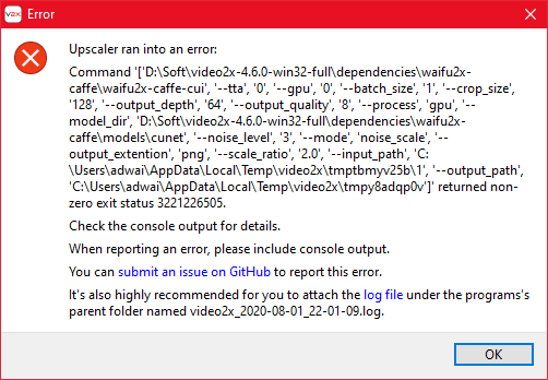 waifu2x-caffe error · Issue #322 · k4yt3x/video2x · GitHub