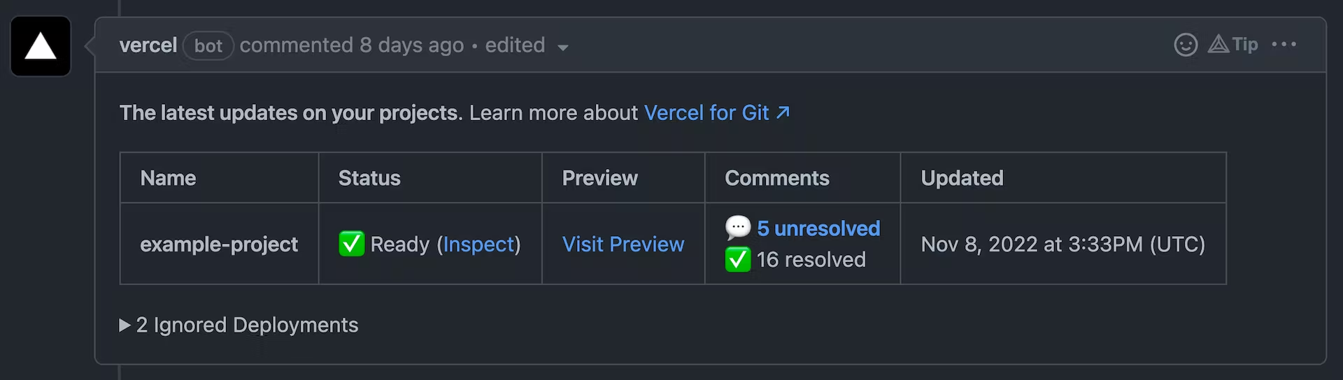 Vercel deploy preview screenshot