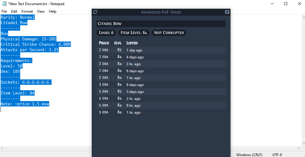 6 links don't take item level into acount for price · Issue 9 · SnosMe