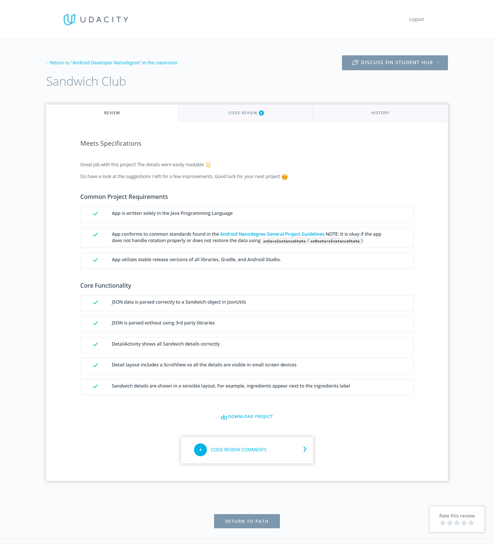 GitHub - chigurusameeksha/SandwichClub: Udacity Android Nanodegree ...