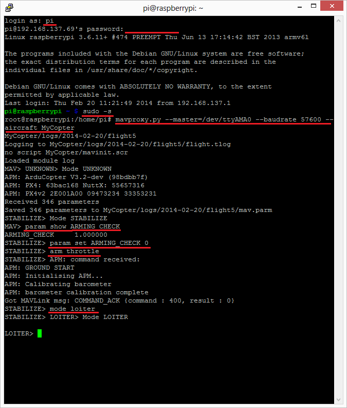 RaspberryPi_ArmTestThroughPutty