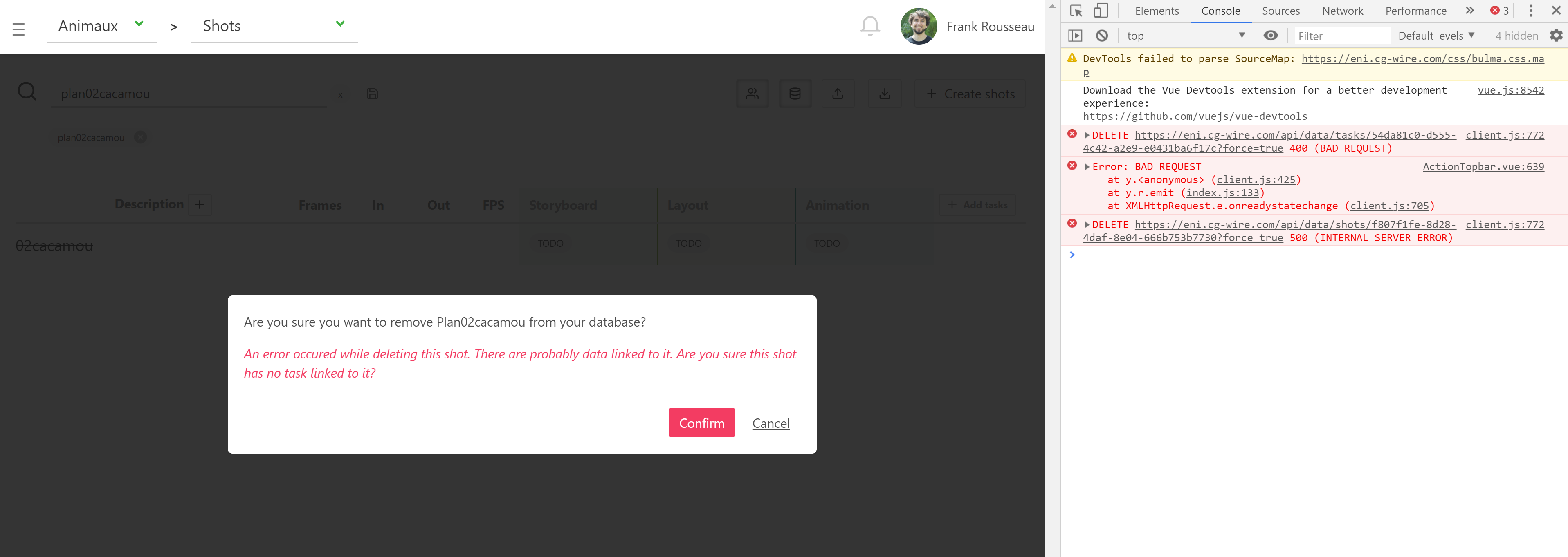 Error while deleting a shot [ENI] · Issue #230 · cgwire/kitsu · GitHub
