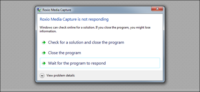 Not responding window on Windows