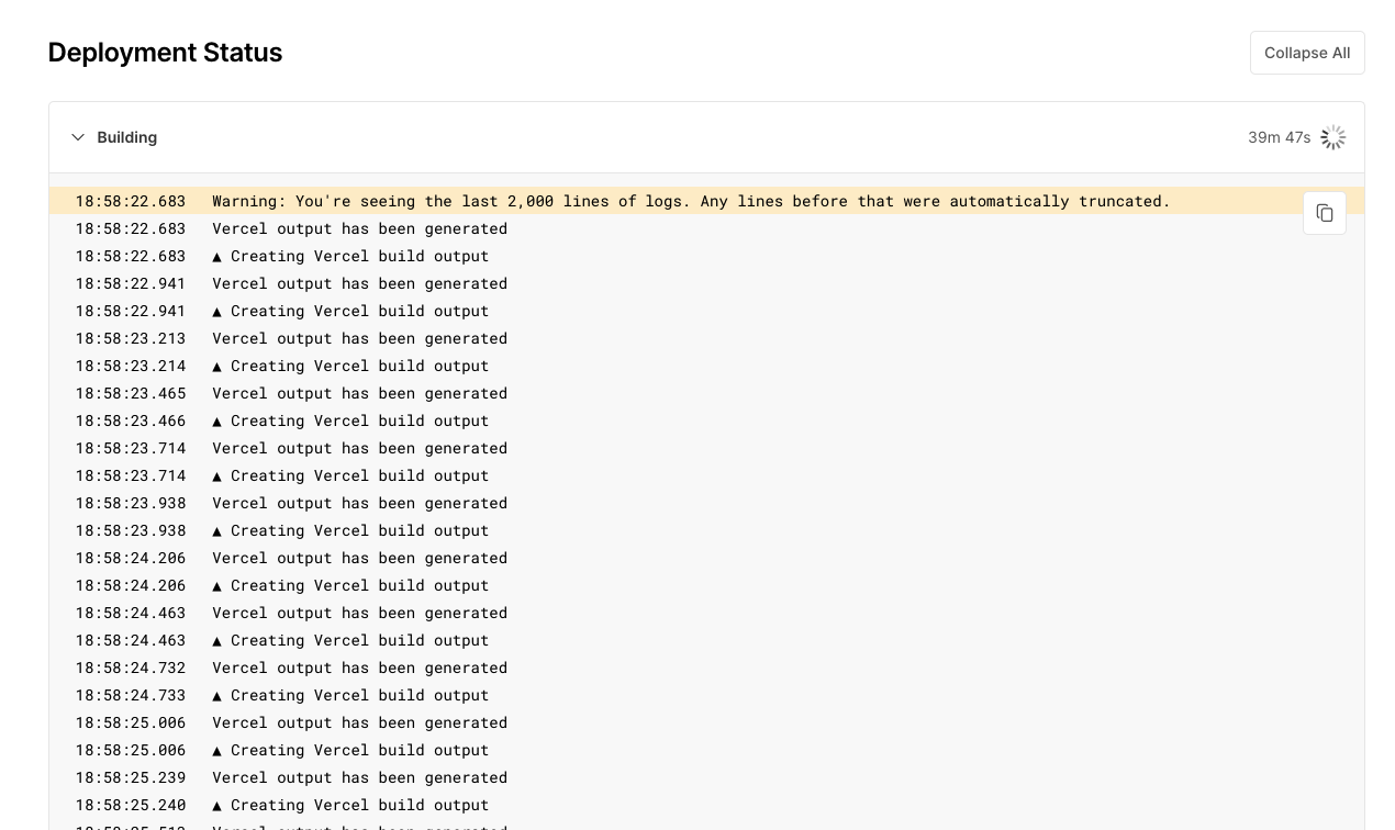 Vercel build stuck in a loop · vercel · Discussion 2461 · GitHub
