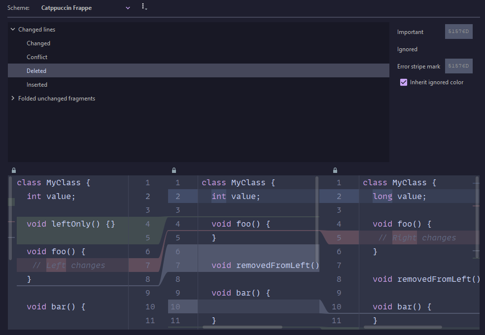 Selected/Diff highlight is hard to read · Issue 34 · catppuccin