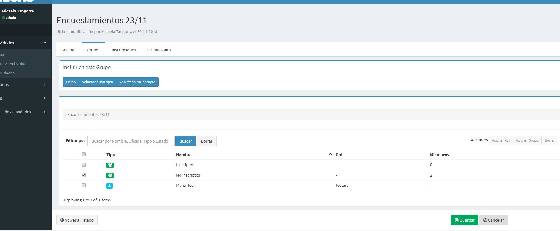 20181203 - cliqueo un grupos y no aparece las acciones