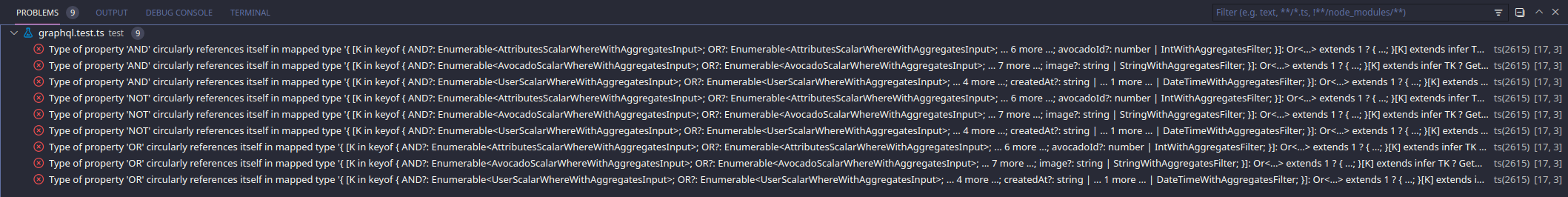 Type of property 'AND' circularly references itself in mapped type when ...