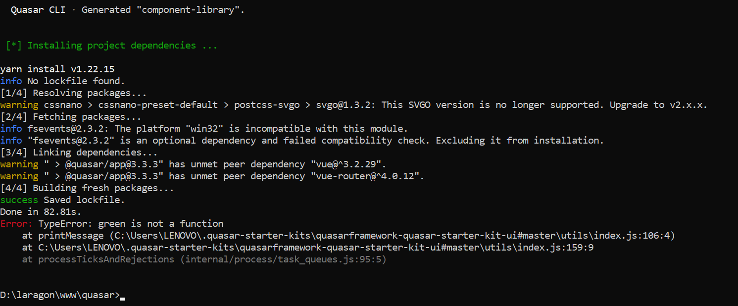 'MODULE_NOT_FOUND' when starting yarn dev in UI Kit · quasarframework