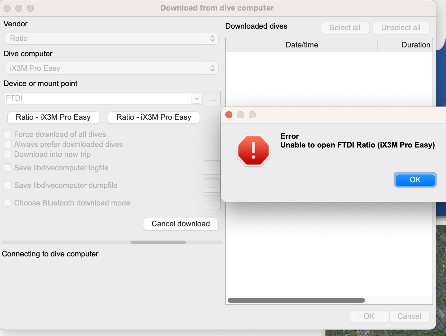 Ventura 13.3.1 on Mac pro Apple M1 Max with iX3M dive computer · Issue ...