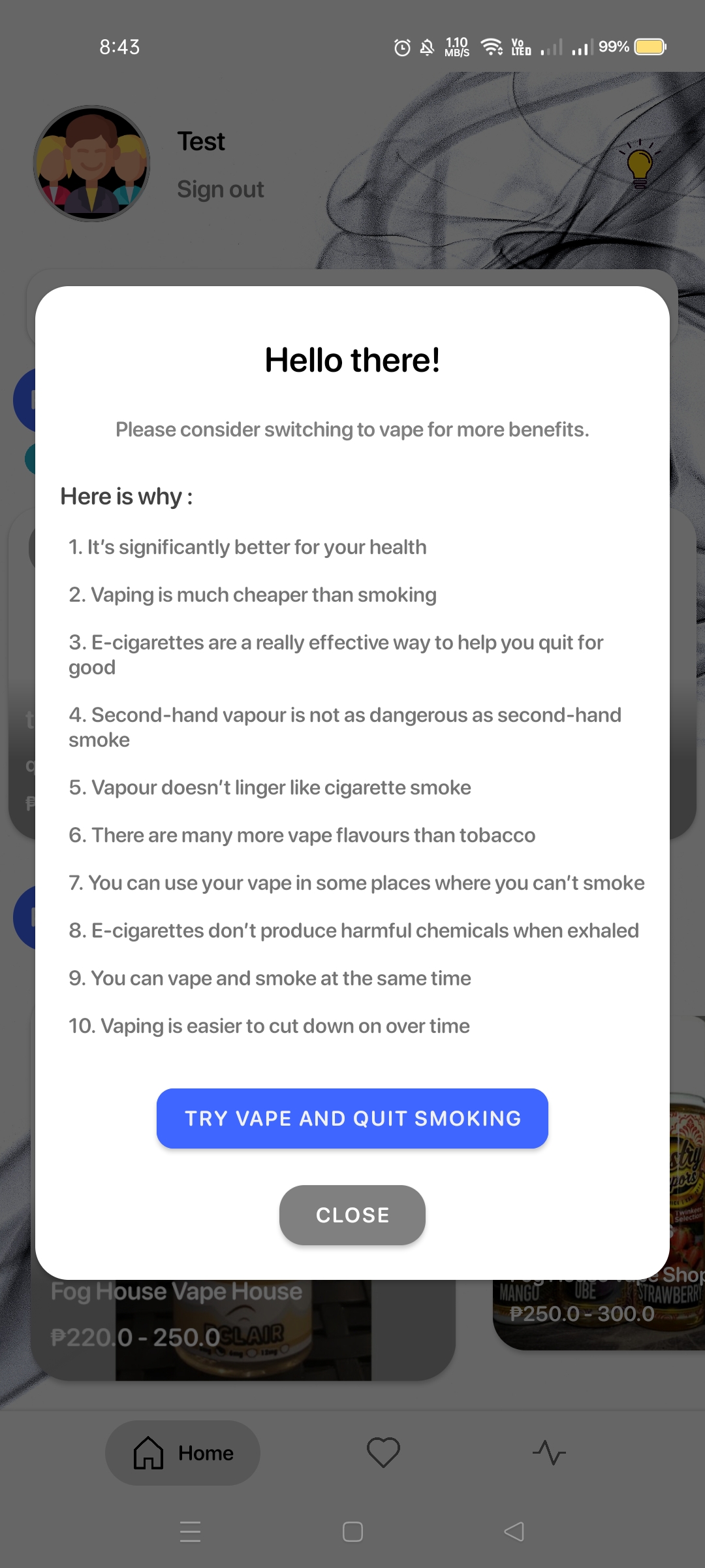 eCigs - Into E-Cigs Vaping Information and Transition Decision Support System screenshot 4