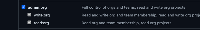 Give admin:org access to the token