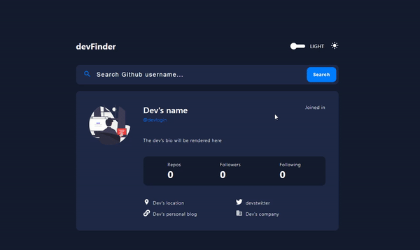 GitHub - abvictor/DevFinder: Desafio da plataforma 